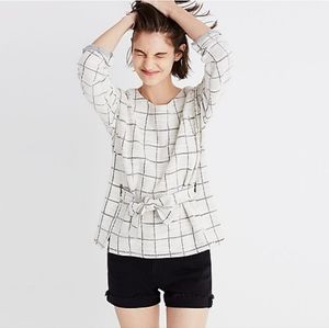 *DONATED* Madewell Windowpane Tie-Front Sweater Top